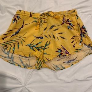 Yellow fern leaf shorts